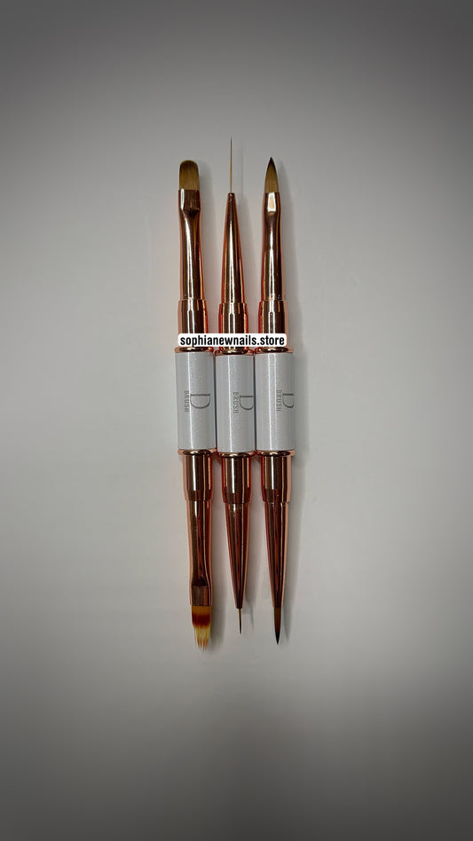 3-Piece Nail Art Brush Set – 6 Versatile Tips