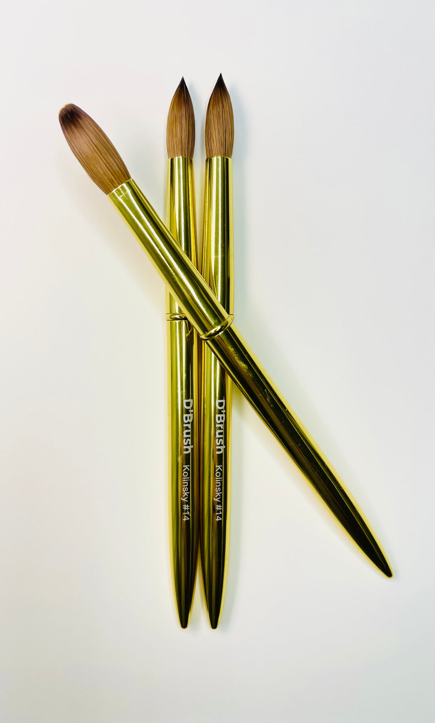 D’Brush Gold – 100% Kolinsky Acrylic Brush #14