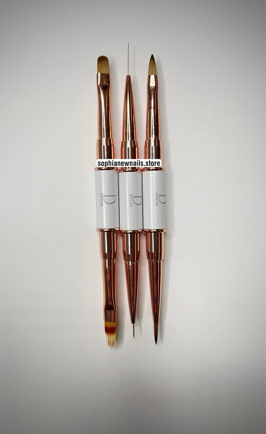 3-Piece Nail Art Brush Set – 6 Versatile Tips